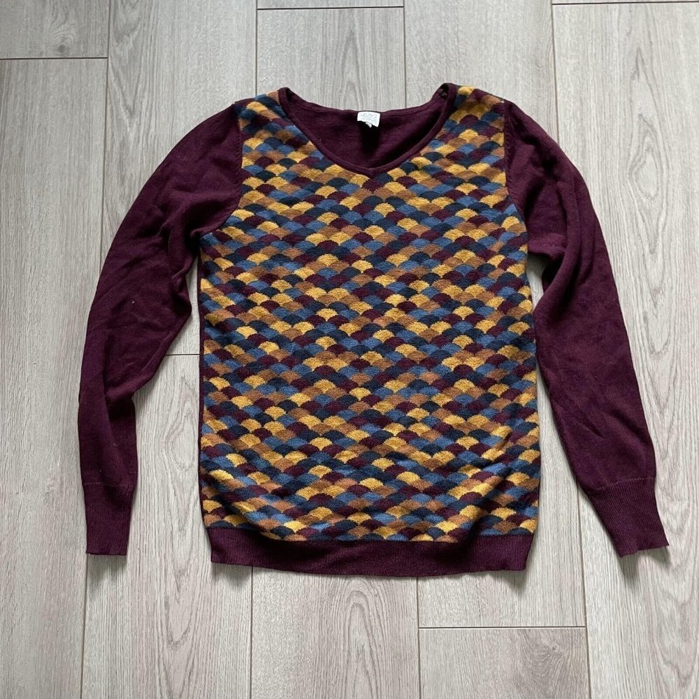 Karl Marc John Sweater Women's Multicolor Medium V-Neck Long Sleeves Pullover